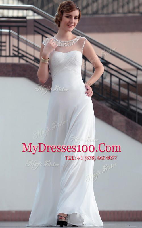 Dynamic Bateau Sleeveless Satin Homecoming Dress Beading and Lace Zipper