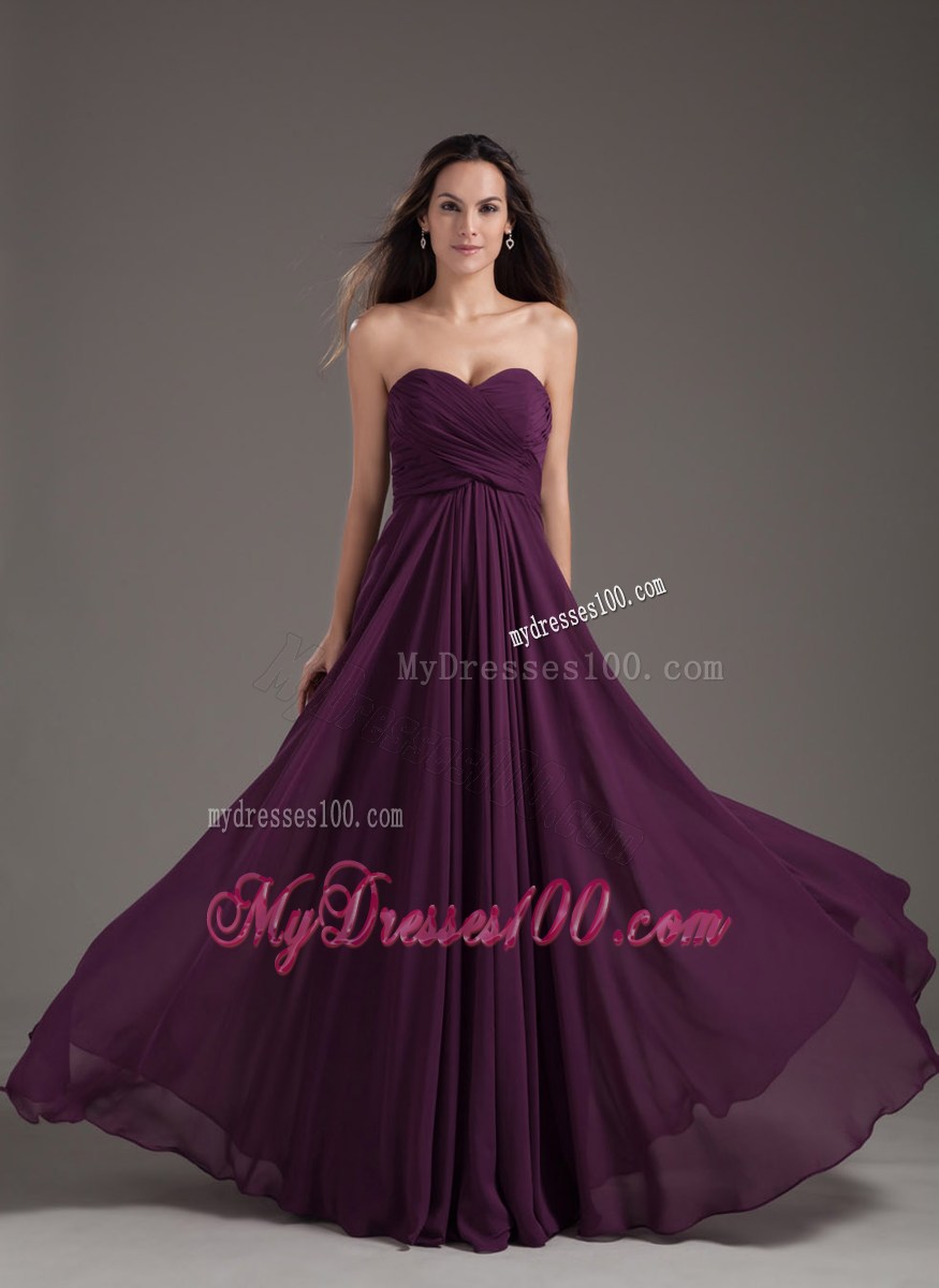 2013 Popular Sweetheart Empire Dark Purple Ruched Prom Gown