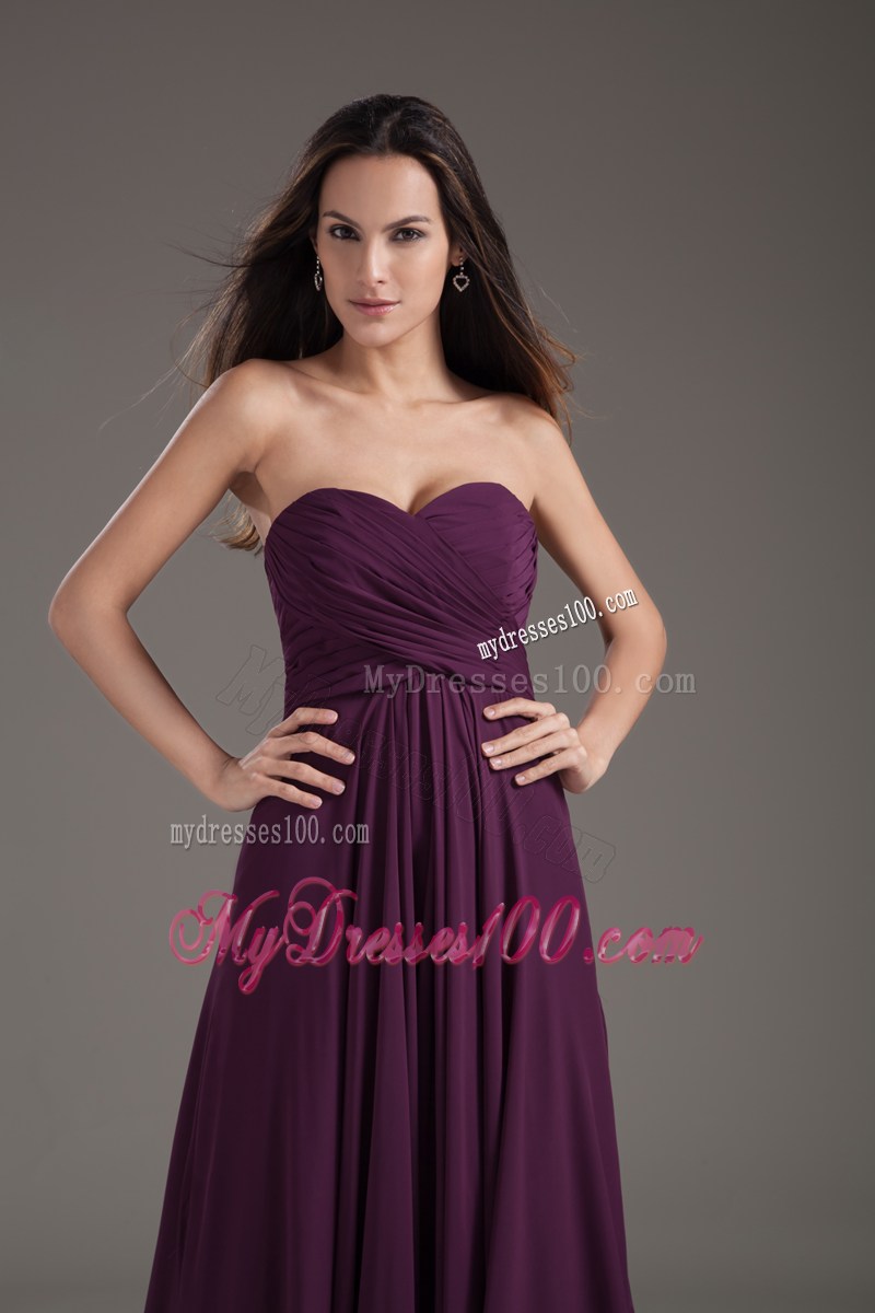 2013 Popular Sweetheart Empire Dark Purple Ruched Prom Gown