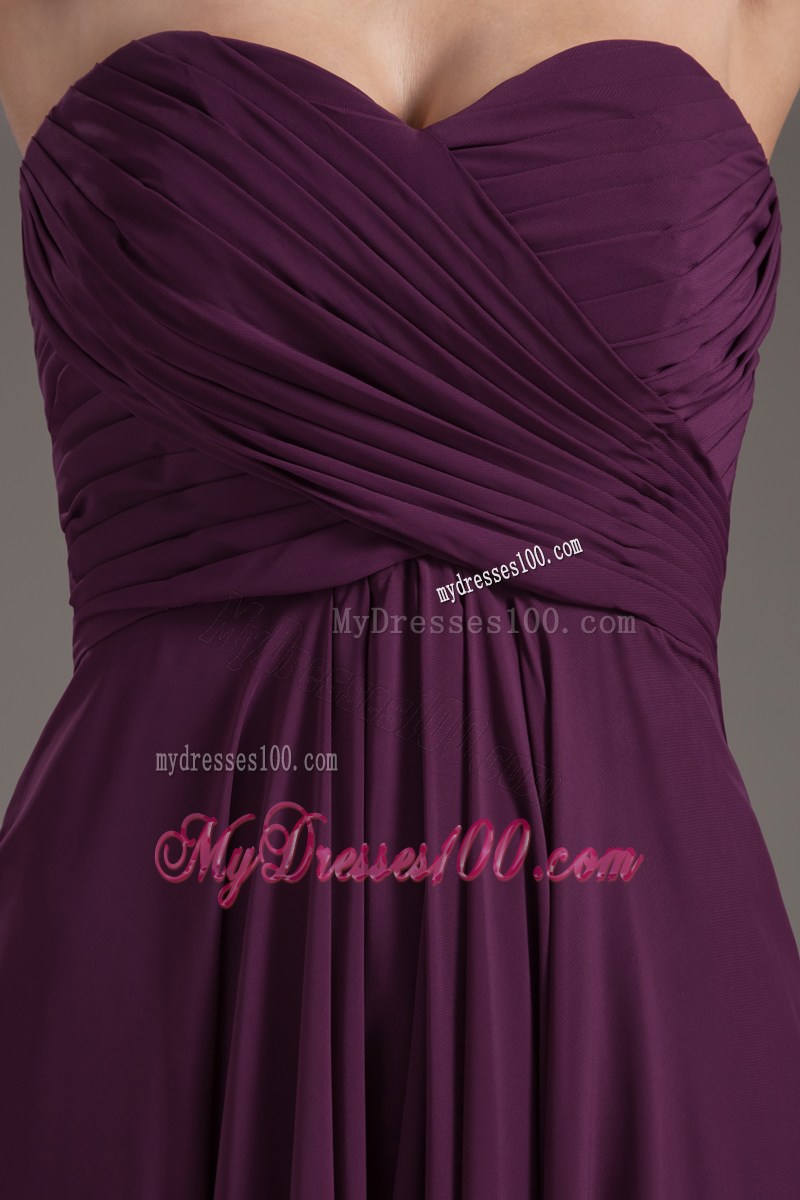 2013 Popular Sweetheart Empire Dark Purple Ruched Prom Gown