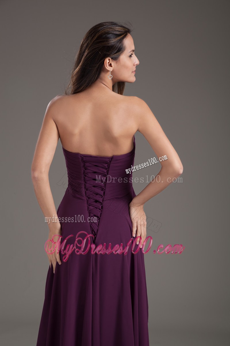 2013 Popular Sweetheart Empire Dark Purple Ruched Prom Gown