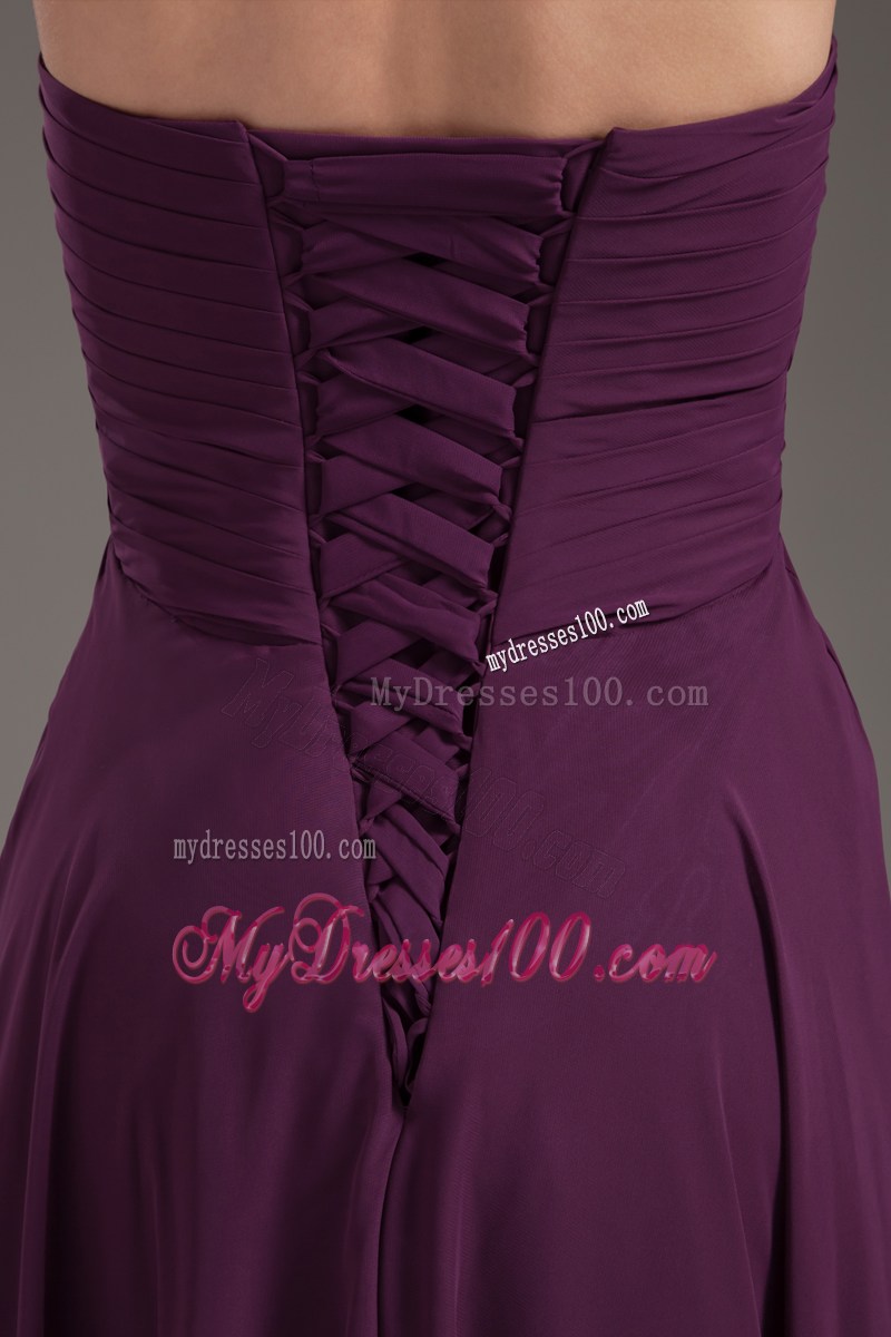 2013 Popular Sweetheart Empire Dark Purple Ruched Prom Gown
