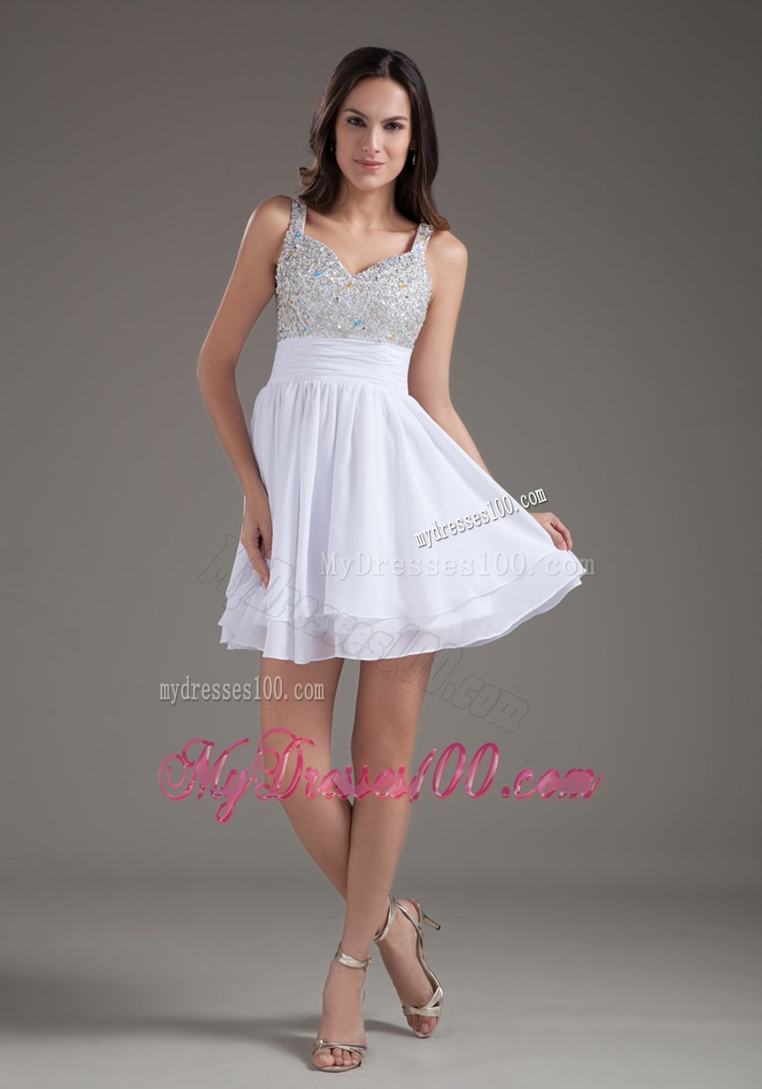 2013 Perfect A-Line Short White Prom Dress with Beaded Bust