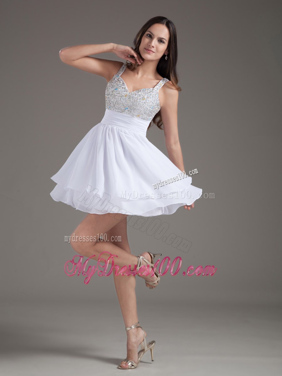 2013 Perfect A-Line Short White Prom Dress with Beaded Bust