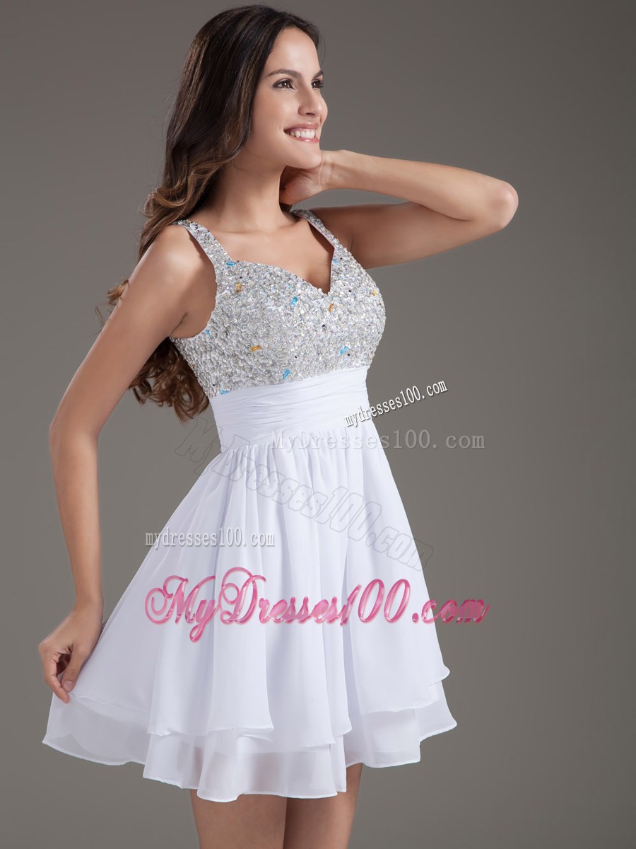 2013 Perfect A-Line Short White Prom Dress with Beaded Bust