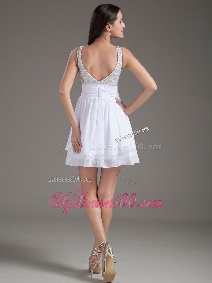 2013 Perfect A-Line Short White Prom Dress with Beaded Bust