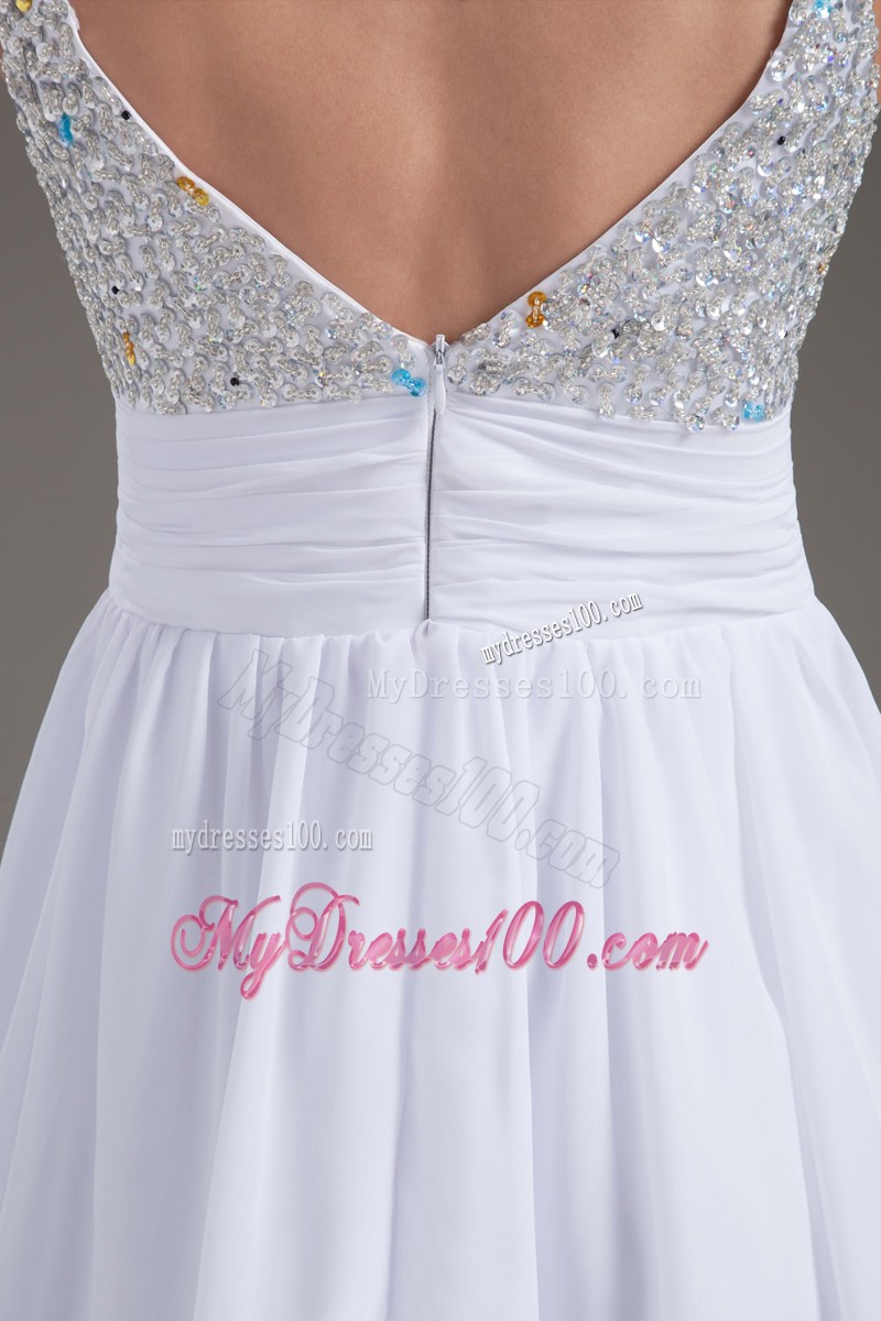 2013 Perfect A-Line Short White Prom Dress with Beaded Bust