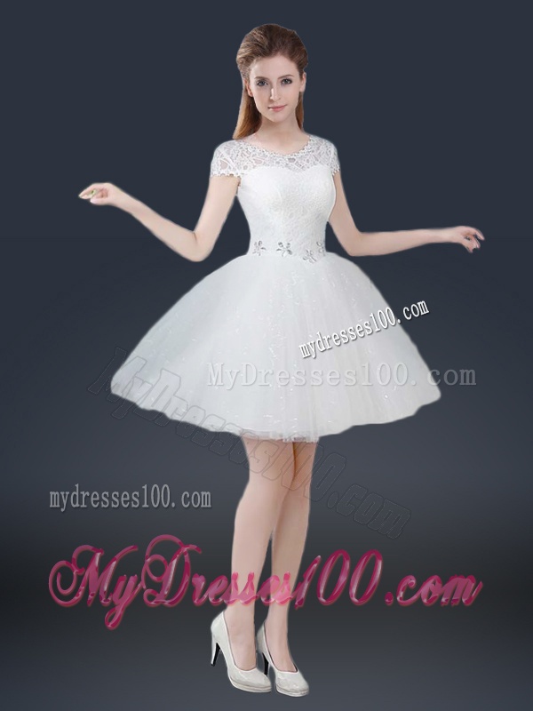 2016 Luxurious Mini Length Short Sleeves Beading Evening Dresses