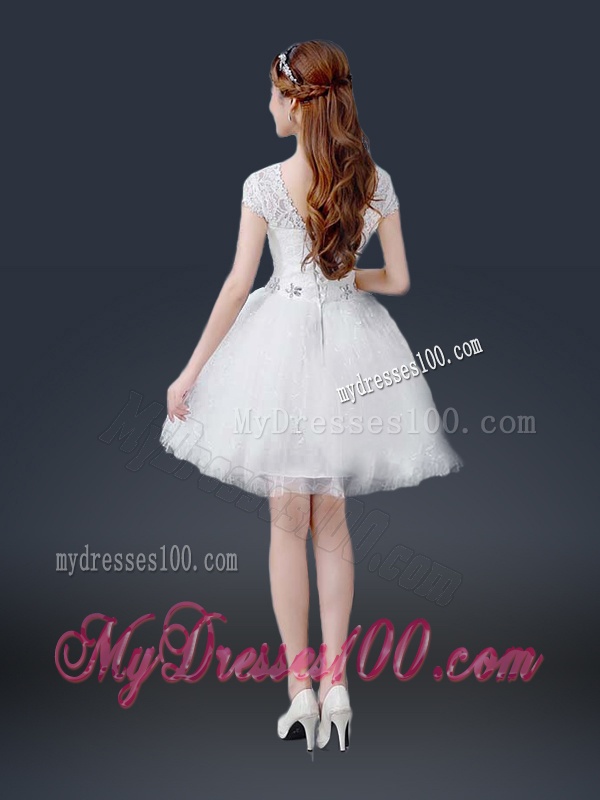 2016 Luxurious Mini Length Short Sleeves Beading Evening Dresses