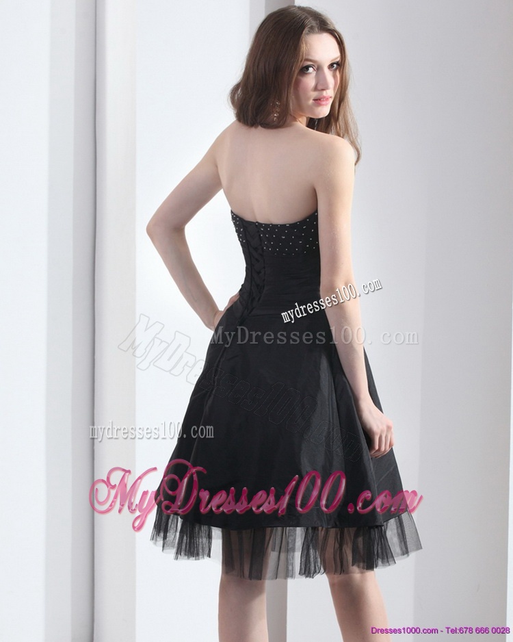 2016 Romantic Strapless Black Evening Dress with Ruching and Beading
