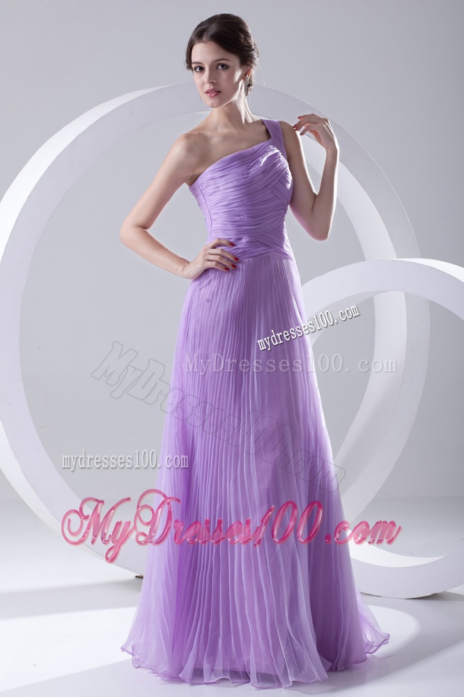 A-line One Shoulder Organza Floor-length Lavender Evening Dress