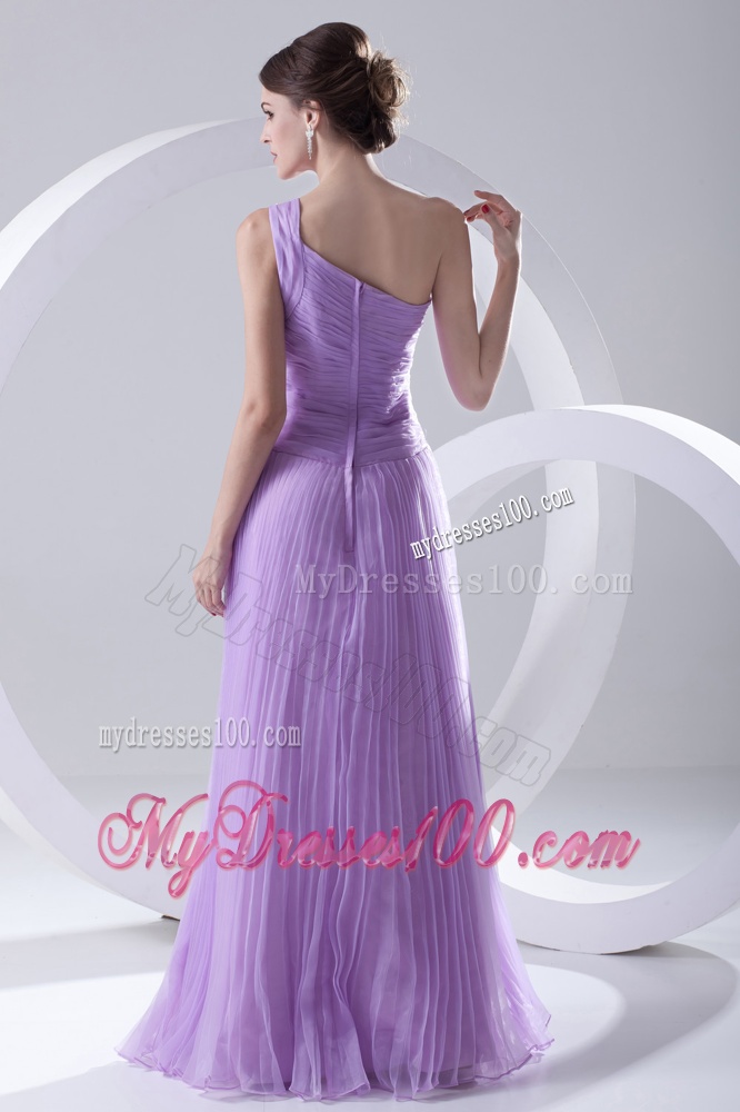 A-line One Shoulder Organza Floor-length Lavender Evening Dress