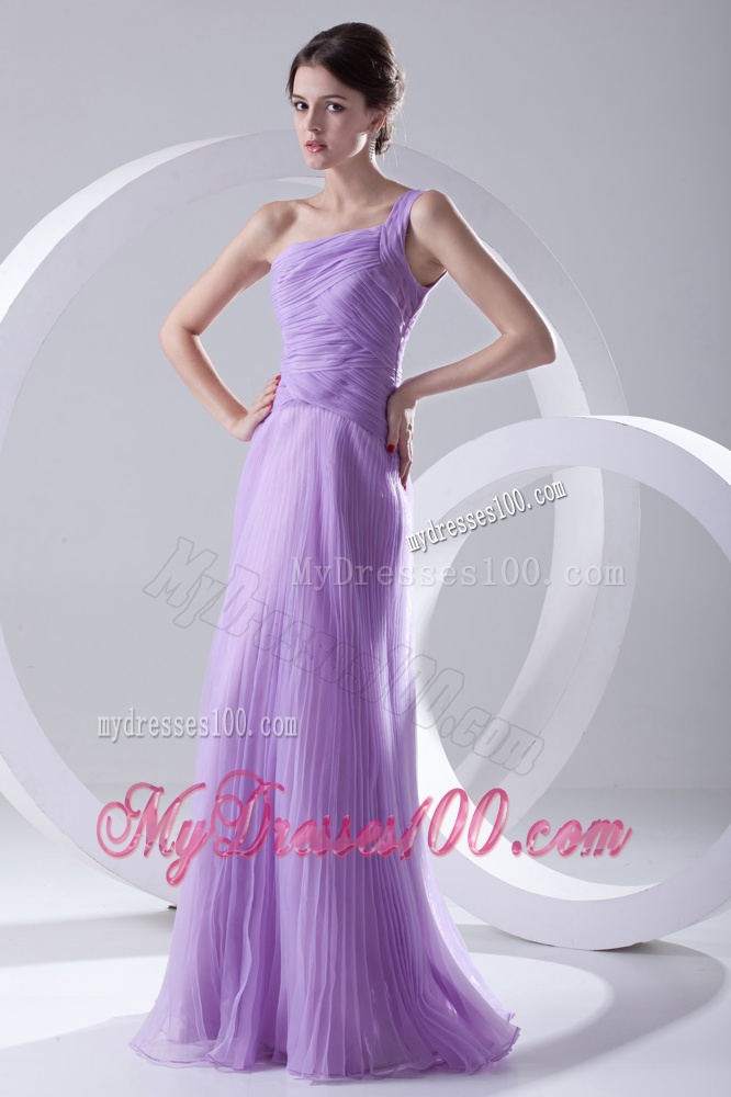A-line One Shoulder Organza Floor-length Lavender Evening Dress