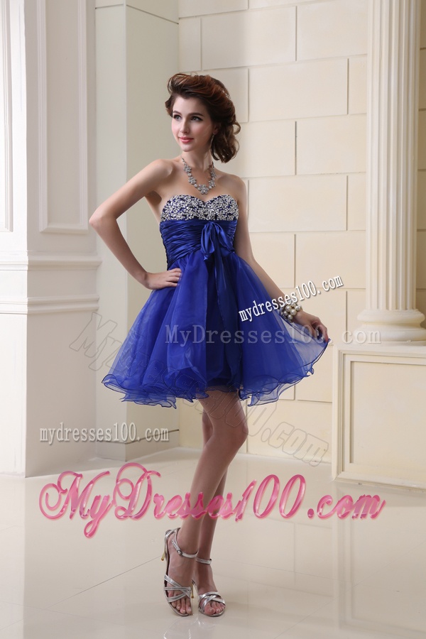 A-line Organza Sweatheart Peacock Blue Evening Dress with Beading and Ruching