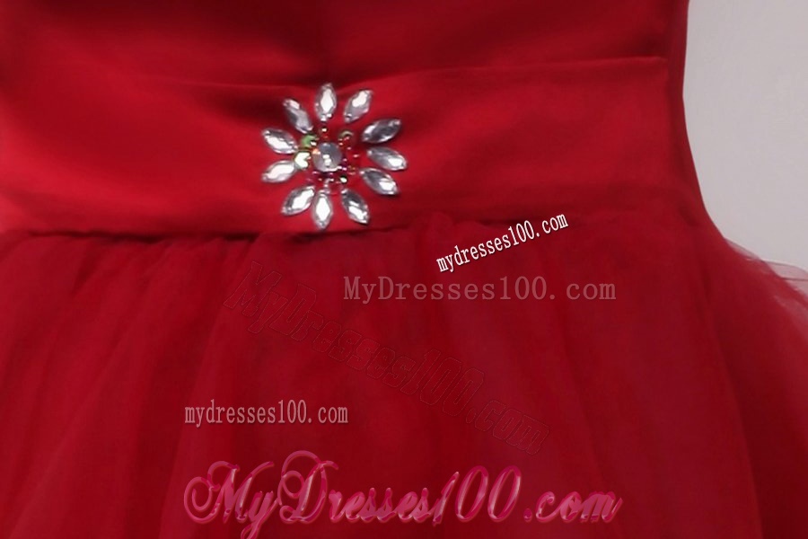 A-line Wine Red Sweetheart Beading Knee-length Evening Dress