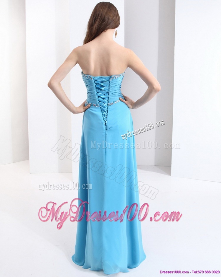 Affordable Sweetheart Ruching 2016 Evening Dresses with Beading and High Slit