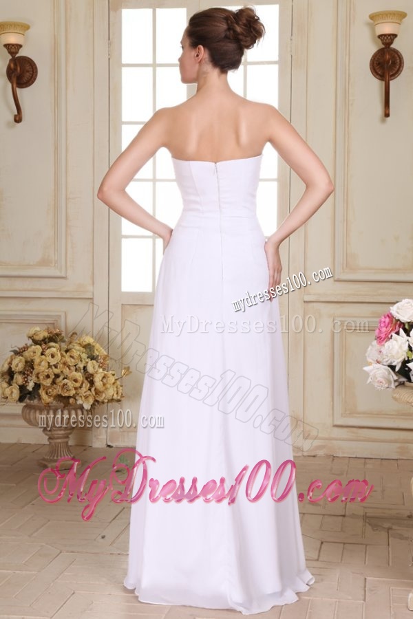 Beaded Decorate Brust and Silt Empire Strapless Chiffon Evening Dress