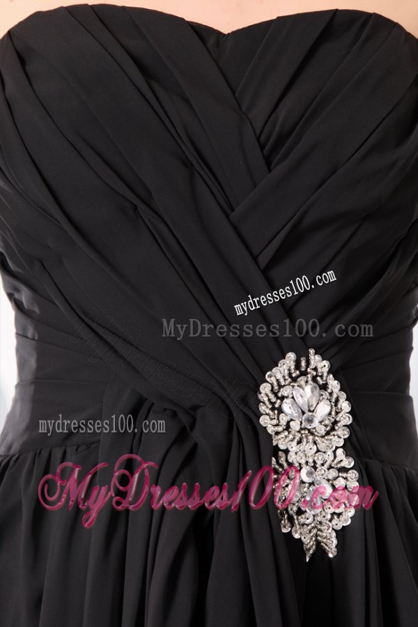 Black Sweetheart Beading and Ruching Empire Evening Dress