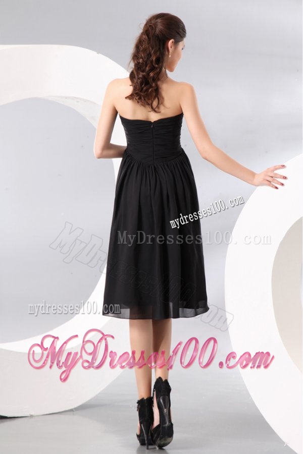 Black Sweetheart Beading and Ruching Empire Evening Dress