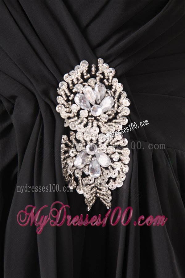 Black Sweetheart Beading and Ruching Empire Evening Dress