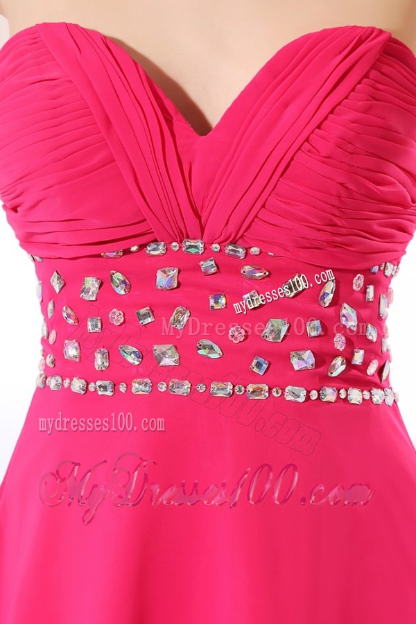 Brand new Empire Sweetheart Hot Pink High-low Beading 2016 Chiffon Evening Dress
