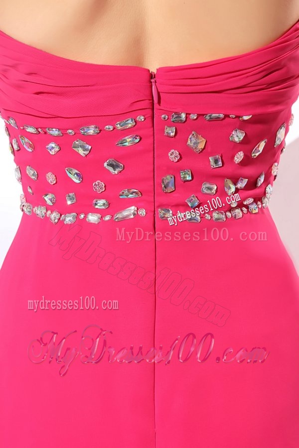 Brand new Empire Sweetheart Hot Pink High-low Beading 2016 Chiffon Evening Dress
