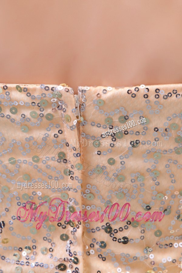 Champagne Sweetheart Rhinestone and Sequins A-line Evening Dress for Spring