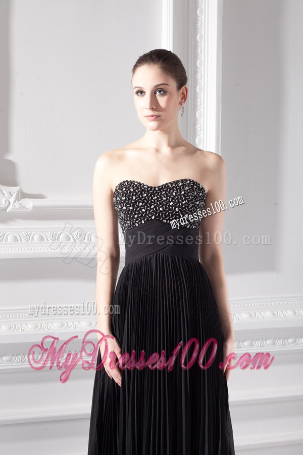 Chiffon A-line Strapless Evening Dress with Beading and Pleats