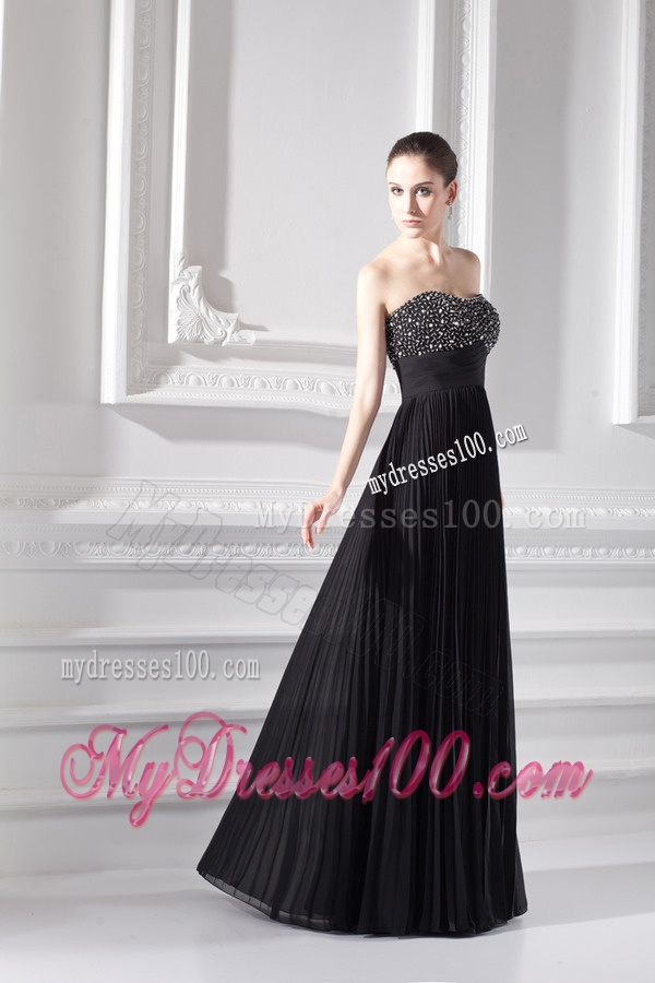 Chiffon A-line Strapless Evening Dress with Beading and Pleats