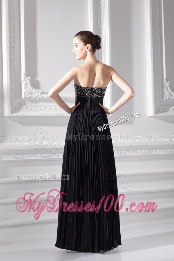 Chiffon A-line Strapless Evening Dress with Beading and Pleats
