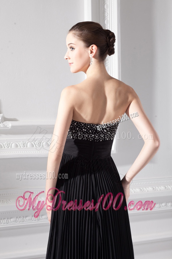 Chiffon A-line Strapless Evening Dress with Beading and Pleats