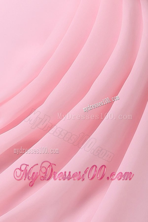 Column Hand Made Flowers Baby Pink Strapless Evening Dress