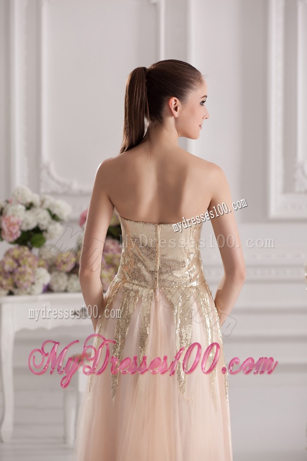 Column Sweetheart Serquins Champagne Floor-length Evening Dress