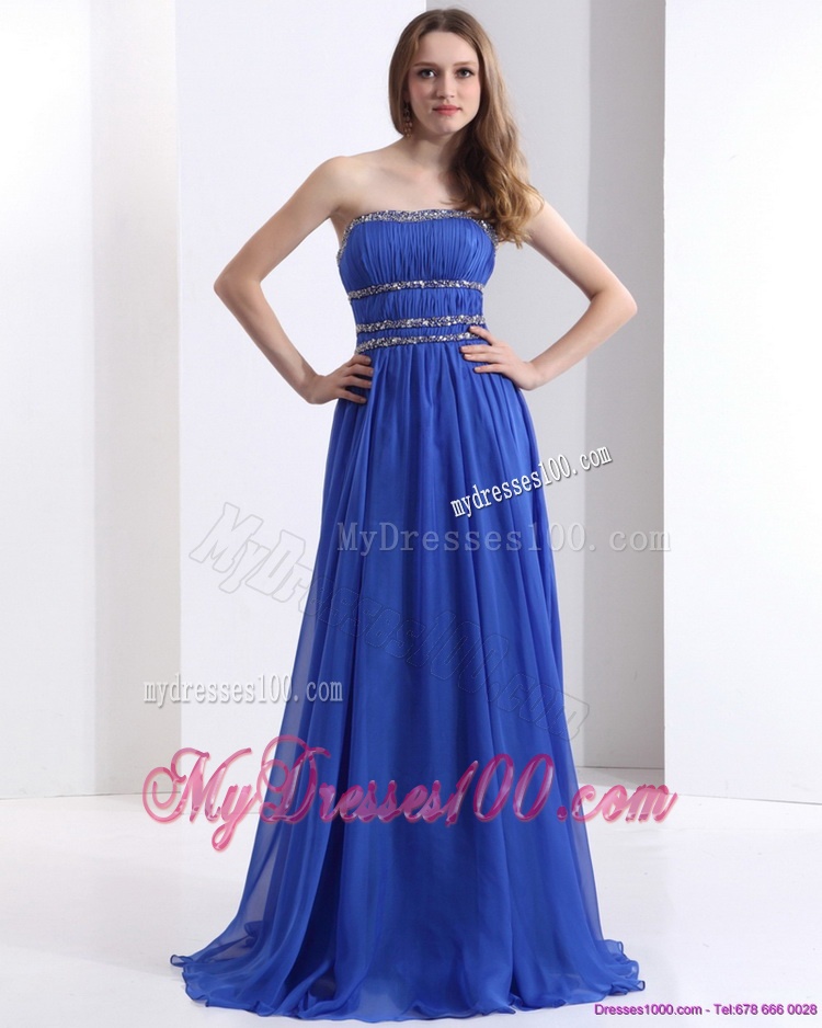 Delicate 2016 Strapless Evening Dress with Ruching and Beading