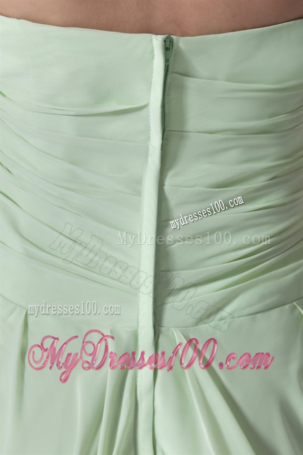 Elegant Empire Strapless Green Court Train Ruching Evening Dress