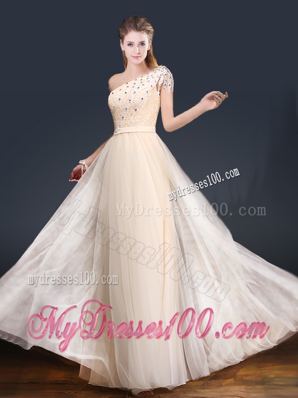 Elegant One Shoulder Evening Dresses with Appliques and Beading