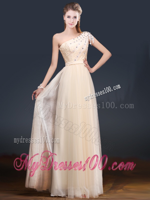 Elegant One Shoulder Evening Dresses with Appliques and Beading