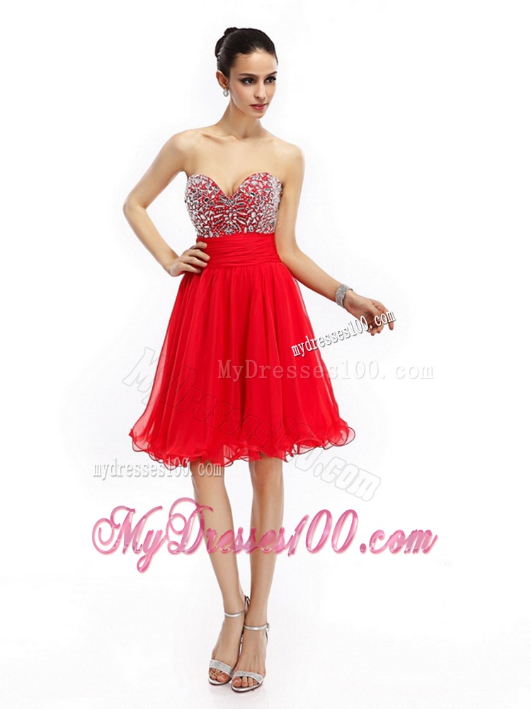 Elegant Sweetheart Short Evening Dresses with Rhinestones and Ruching