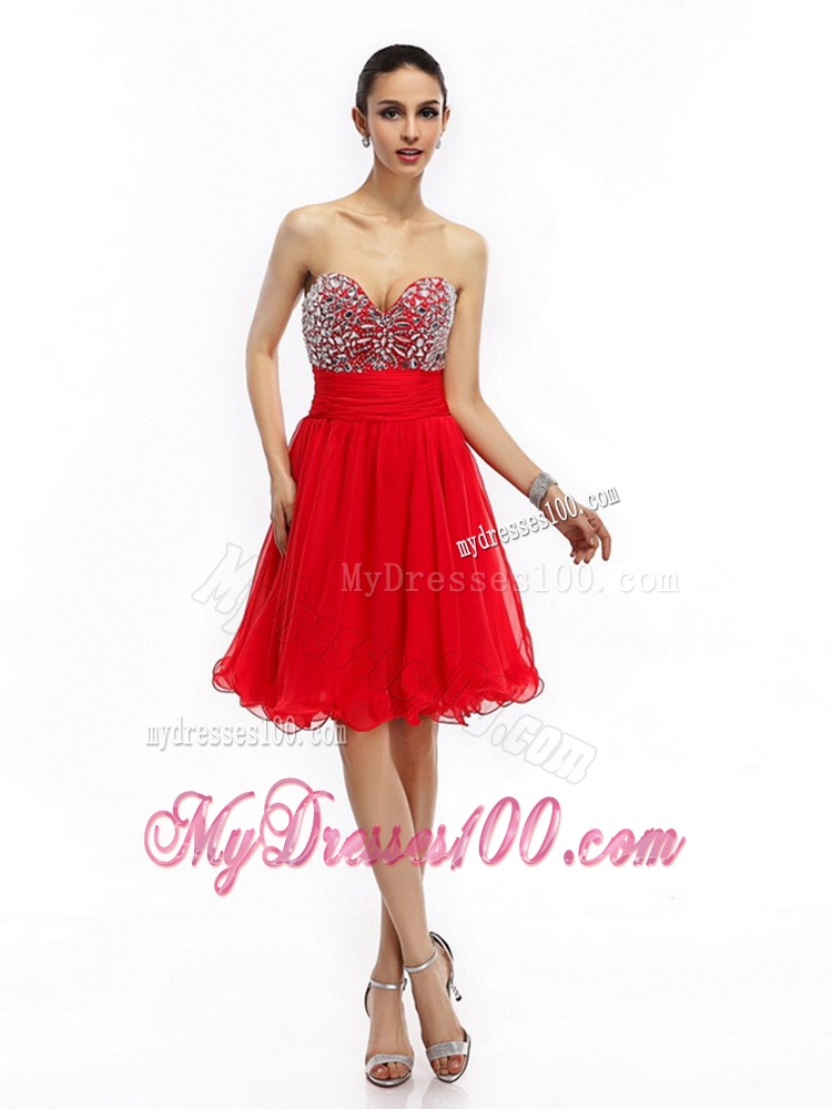 Elegant Sweetheart Short Evening Dresses with Rhinestones and Ruching