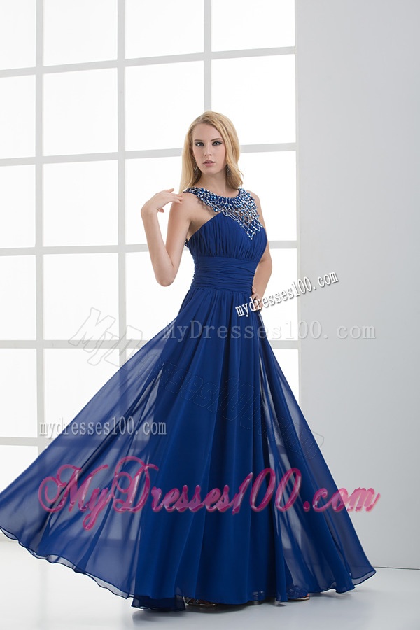 Empire Soop Beading Ruching Floor-length Chiffon Evening Dress