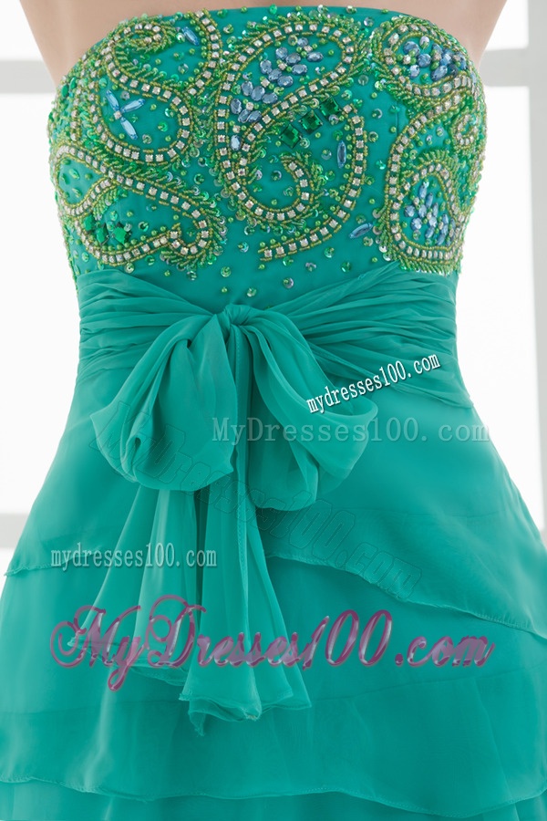 Empire Strapless Tulle Sashes Evening Dress with Beading and Ruching