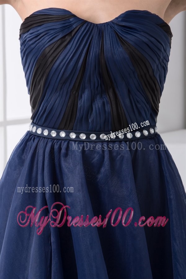 Empire Sweetheart Beading Ankle length Chiffon Navy Blue Evening Dress