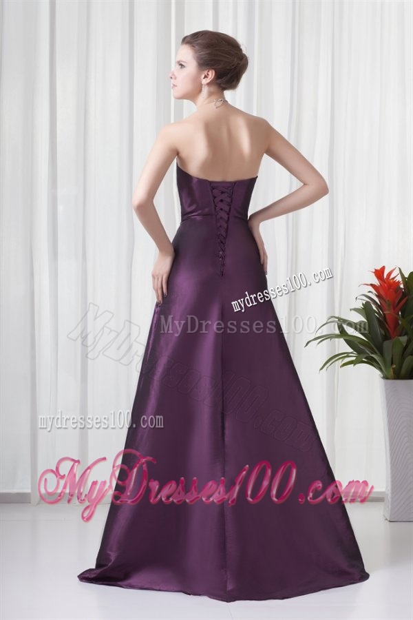Empire Sweetheart Purple Appliques Long Lace Up Evening Dress