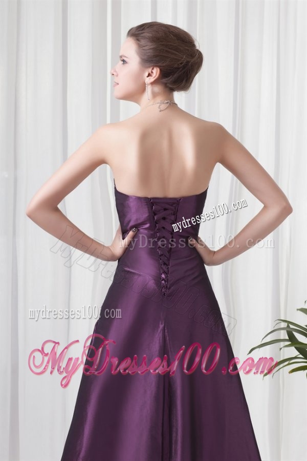 Empire Sweetheart Purple Appliques Long Lace Up Evening Dress