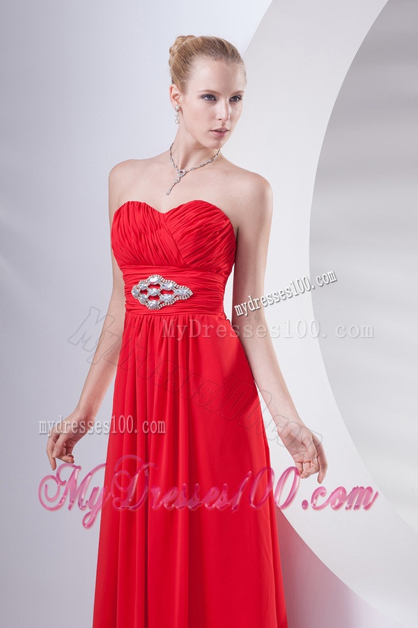 Empire Wine Red Sweetheart Beading Evening Dress in Chiffon