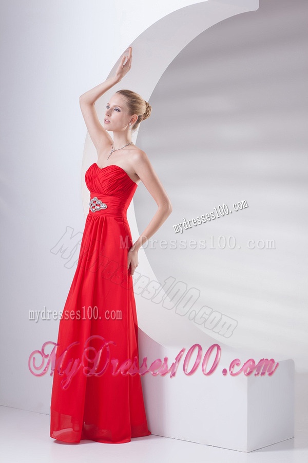 Empire Wine Red Sweetheart Beading Evening Dress in Chiffon