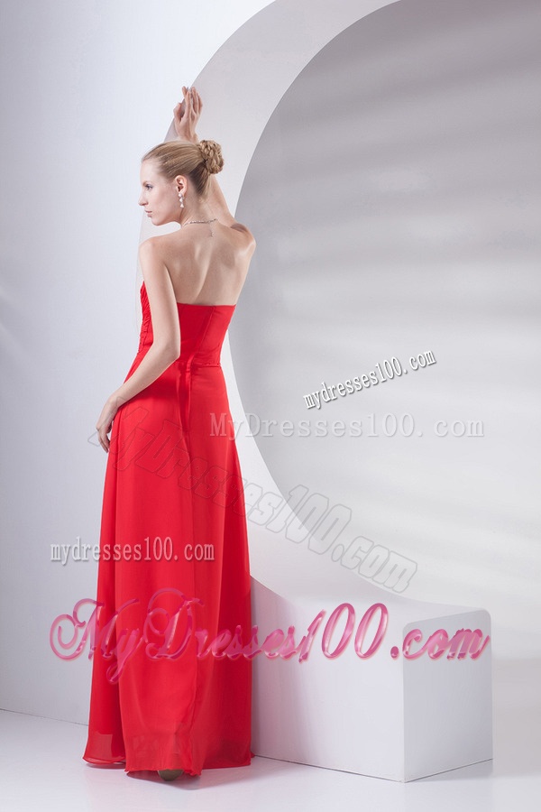 Empire Wine Red Sweetheart Beading Evening Dress in Chiffon