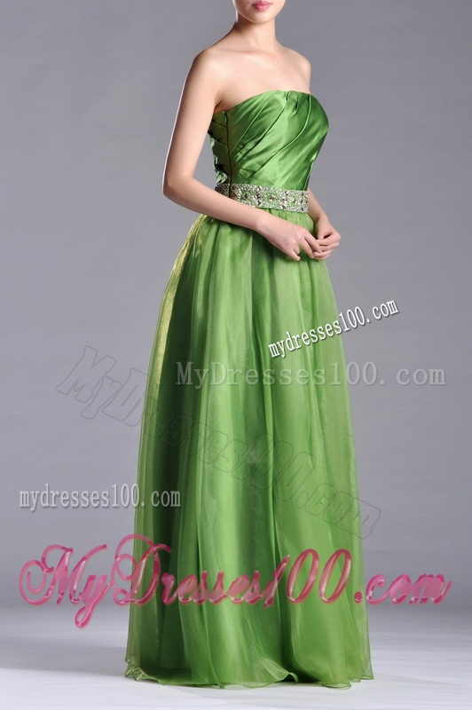 Exclusive Strapless Beaded Decorated Waist Evening Dress with Side Zipper