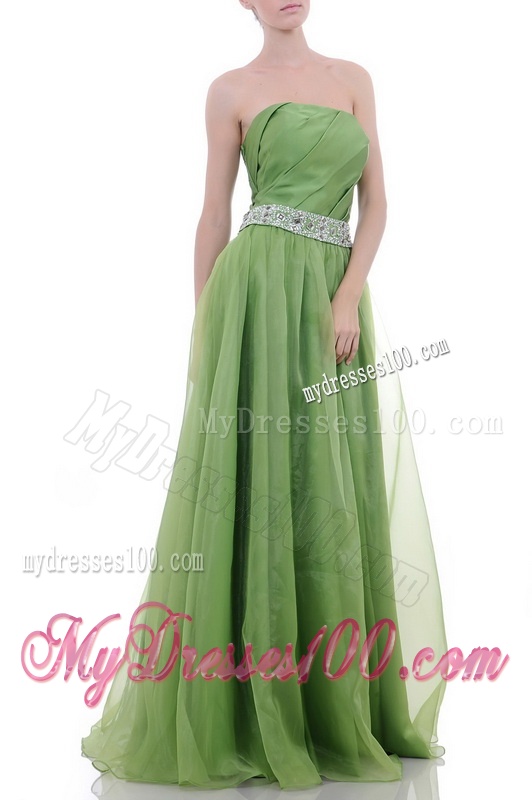 Exclusive Strapless Beaded Decorated Waist Evening Dress with Side Zipper