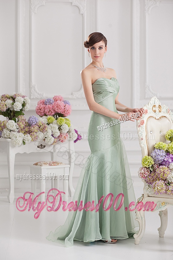 Mermaid Lime Green Taffeta Long Evening Dress with Sweetheart